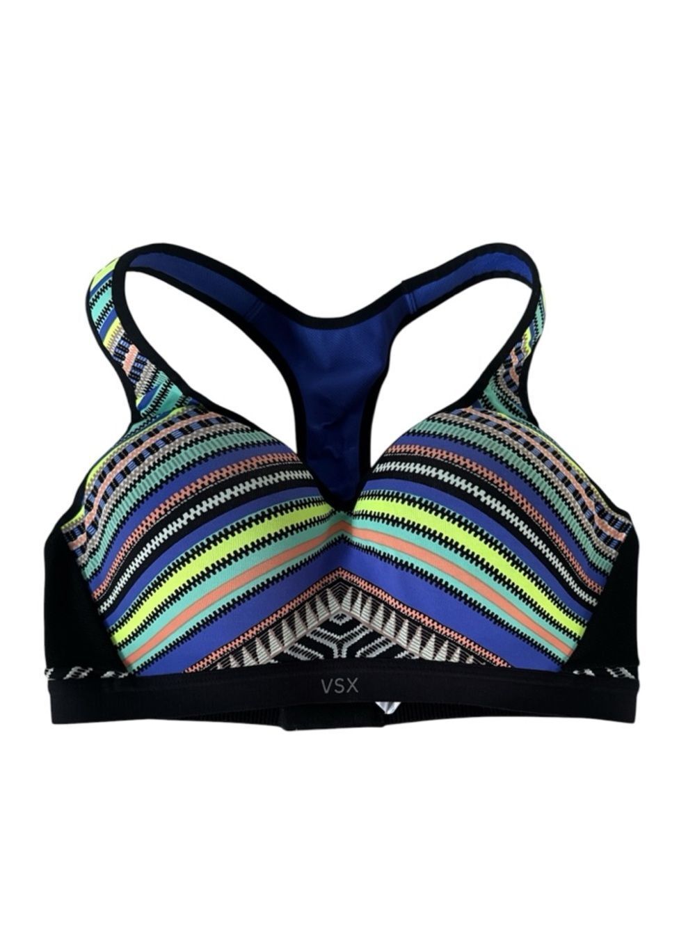 VSX Neon Stripe Racerback Sports Bra - Blue, Green, Pink, Black EUC